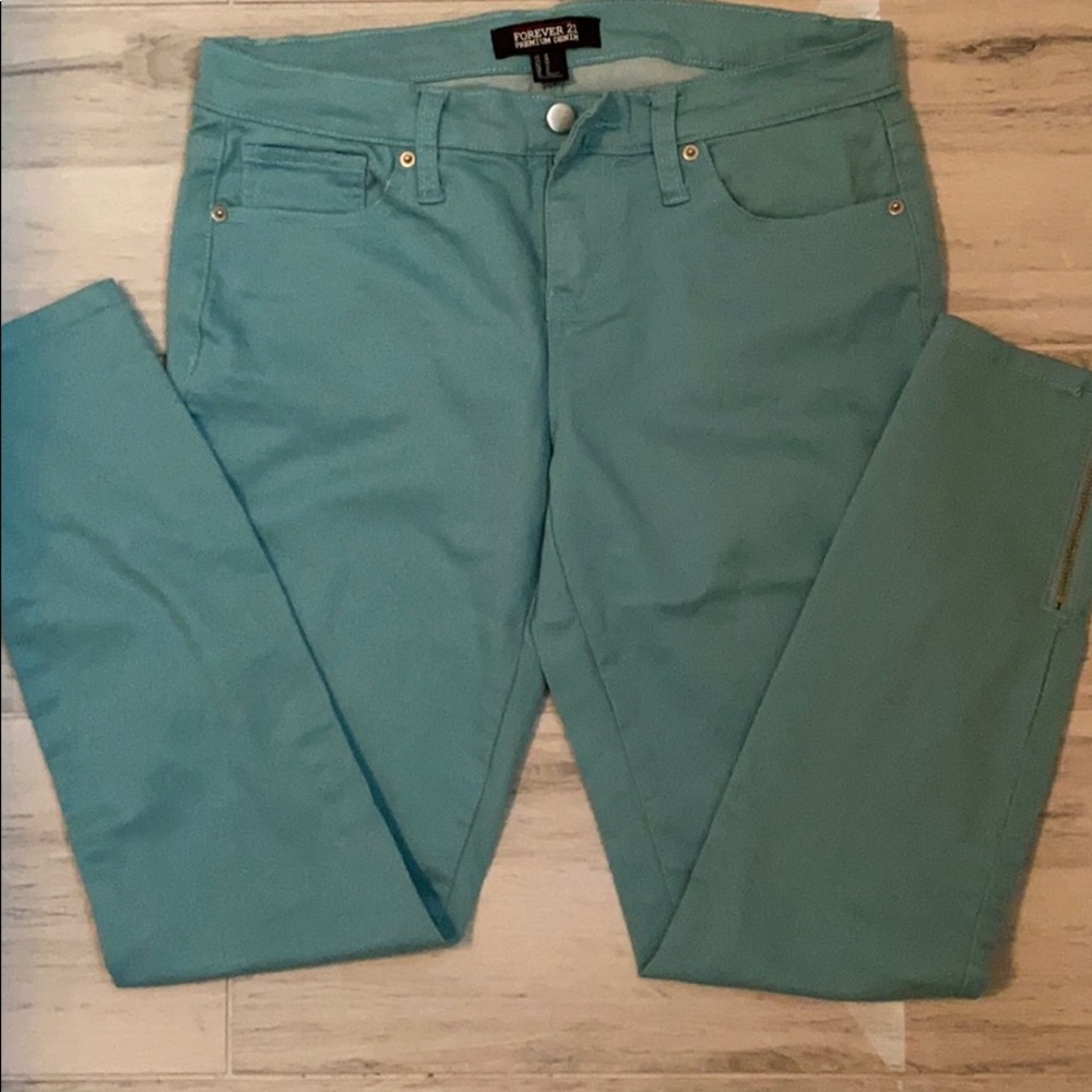 turquoise pants